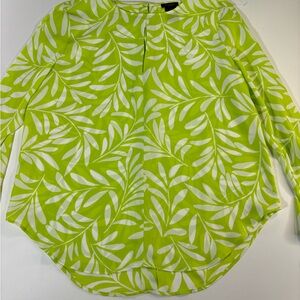 Ann Taylor Lime Leaf Print Blouse